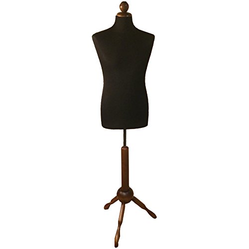 Dressmakers Male Dummy Mannequin, Polystyrene With Three Wooden Feet, Upholstered In Black