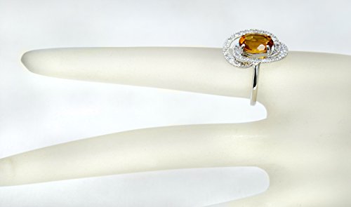 Image of Sterling Silver 925 Ring Genuine Gemstone Oval 10x8 mm, Rhodium-Plated Finish, Solitaire Style