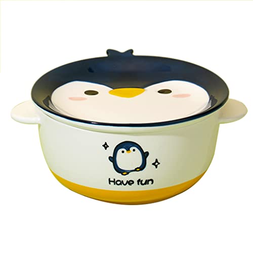 Ciotole Simpatiche Ceramica Riso per Studenti Ramen con coperchi Scodella per minestre per la casa Scodella per Cereali insalatiere da Ristorante