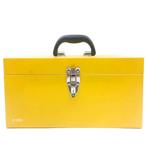16 Large Tool Box Organizer Portable Metal Toolbox Locking Tool Box Fishing Tackle Box Metal Took box Organizer for Household Warehouse Tools Storage