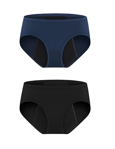 Image of DIVING DEEP Period Panties for Women & Girls Panty (Pack of 2) Soft Cotton, Reusable & Leak Proof Menstrual Underwear, No Pads Required,