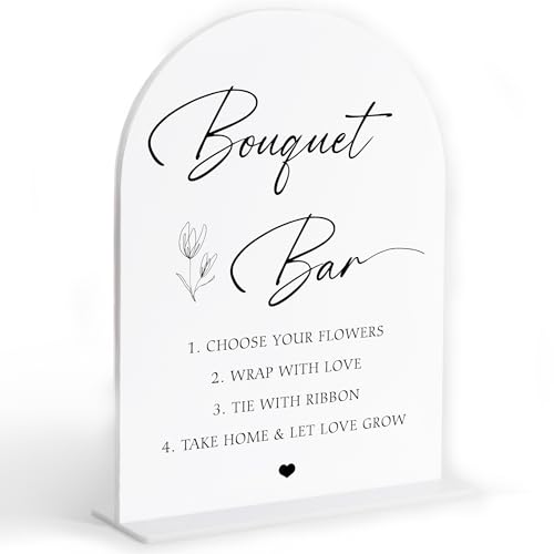 Bouquet bar Sign, White Arch Acrylic Wedding Sign, Flower Bar Supplies, Wedding Reception Decorations, Bridal Shower Decor, Engagement Party Decor, Centerpiece Table Decorations Party-9