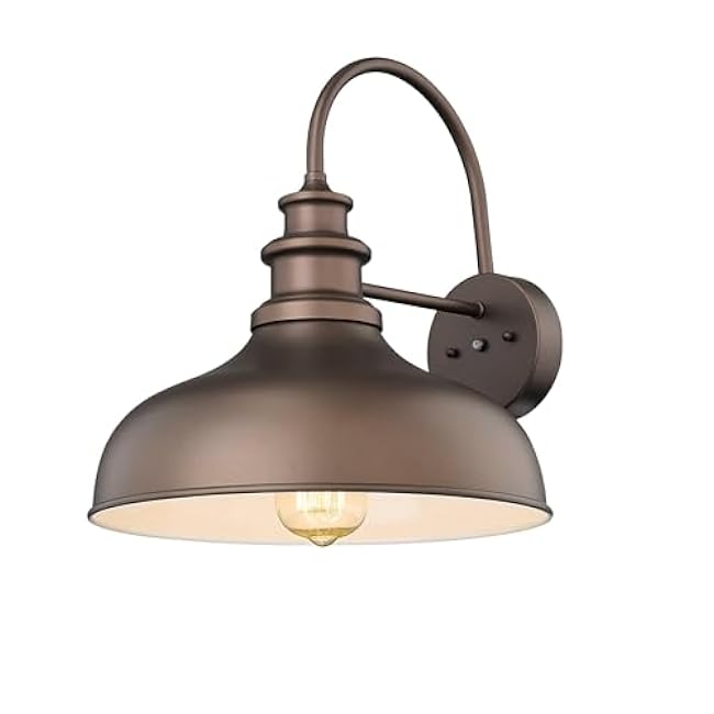 Bestshared Dusk to Dawn Sensor Farmhouse Gooseneck Barn Light - Wall Sconce for Porch, Ext. Light Fixtures (Orb+White, 1 Pack)