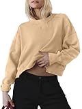 INFITTY Womens Casual Loose Fleece Crewneck Pullover Sweatshirts Long Sleeve Crop Tops Athletic Shirts Trendy Apricot XL