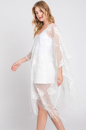 Image of RIAH FASHION Bohemian Sequin Glitter Shawl Wrap Poncho - Kimono Cardigan, Sparkly Metallic Mesh Scarf, Open Knit Crochet