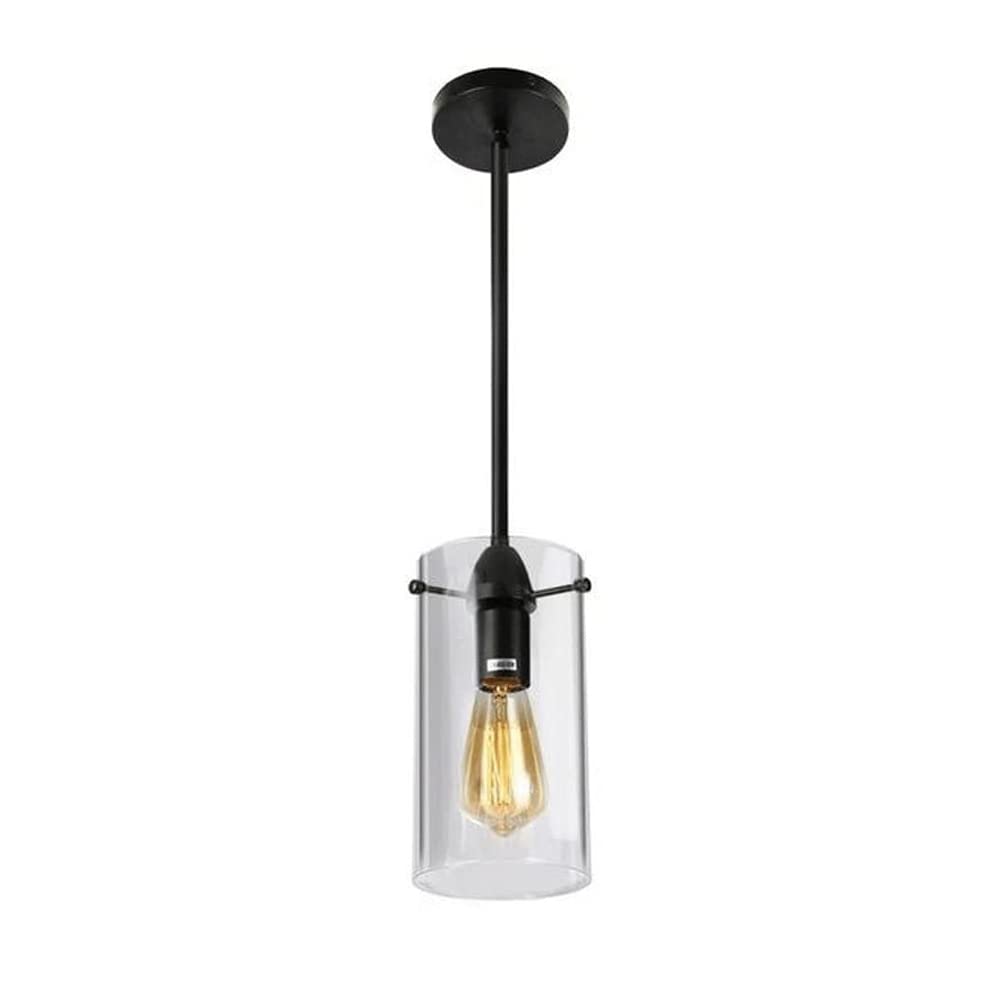 Lámpara Colgante de Vidrio Industrial y Metal Negro para Techo de Cocina