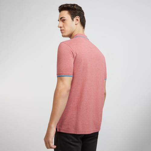 Image of Park Avenue Men's Cotton Polyester Blend Solid Pattern Slim Fit Rib Collar Polo Neck Half Sleeve Casual T-Shirt