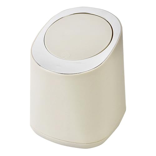 Fdit Mały Kosz na śmieci Stołowy Stylowy Minimalistyczny Kosz na śmieci do Domowego Biura Prasowanie Funkcjonalność 17 X 15 X 13,5 Cm (Beżowy)