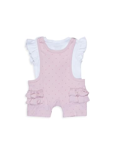 Image of Smart Baby Printed Pure Cotton Dungaree Set for Baby Girl