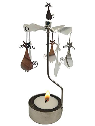 HOKHBCW Rotary Candle Holder Spinning Candleholder Metal Small Gift (Cat)