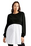 C&A Damen Sweatshirt Umstandsmode Unifarben schwarz S