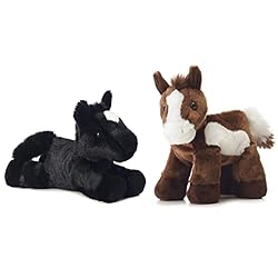 Aurora Paint Plush Horse & Beau Black Horse Mini Flopsie 8 Bundle