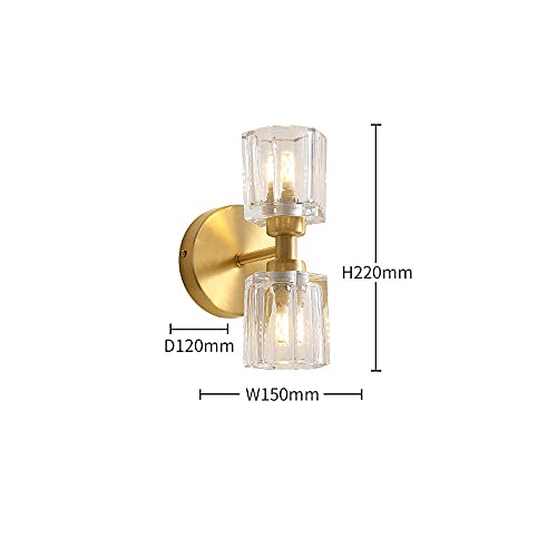 Lámpara de pared de cabecera de dormitorio de 2 luces con pantallas de cristal y base metálica 5