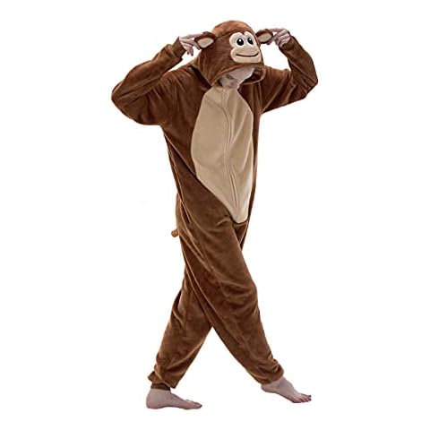 COSUSKET Snug Fit Unisex Adult Onesie Pajamas, Flannel Cosplay Animal One Piece Halloween Costume Sleepwear Homewear Cover