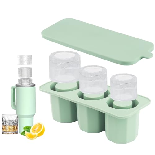 TINGTING Stanley Cup Cubitera de Silicona Stanley Cup Cubitos de Hielo con Tapa Reutilizables para Taza de 30-40 Oz Cubitos de Hielo para Taza Termo Stanley BPA (Verde)