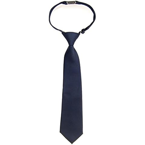 Retreez Corbata Pre-atada de microfibra de color liso sólido para niño Azul marino Cover