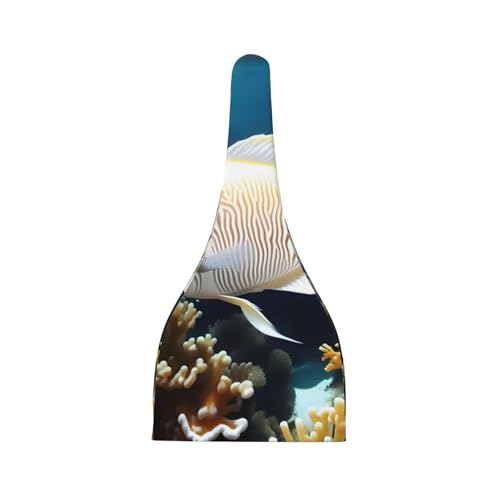 Newborn Baby Hat, White-Golden Fish Print Soft Top Knot Beanie Cap, Cute Baby Headwear for 0-6 Months2