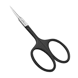 CGBE Professionelle Nagelhautschere Extra Fein mit Gebogener Spitze, Runder Griff, Hautschere Extra Scharf aus Edelstahl, zum Präzisen Kürzen Entfernen von Nagelhaut, Augenbrauen und Wimpern, Schwarz