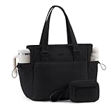 LOVEVOOK 15.6 inch Tote Bag for Women, Puffer laptop Bag with Compartments,Shoulder Bag Handbag for Travel Work Gym with Large Cup Holder