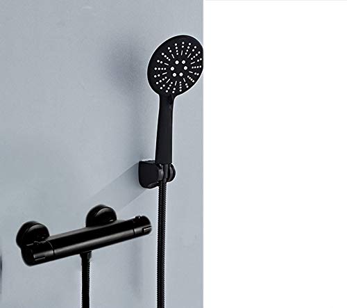 CPYGMXI Shower system Black Chrome Bathtub Faucet Thermostatic Body Concealed Wall Mount Shower Hot Cold Brass Mixer Tap Bath Sh