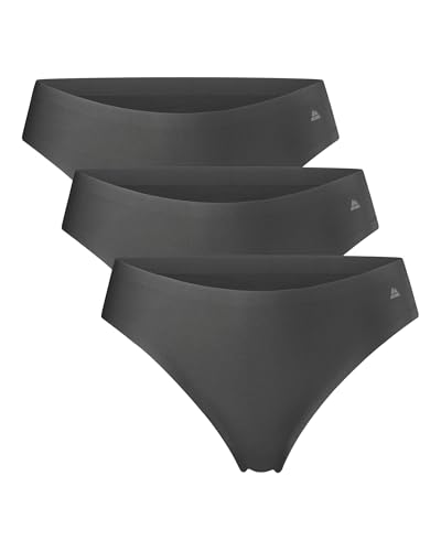 DANISH ENDURANCE Pack de 3 Tangas Invisibles para Mujer, Sin Costuras, Corte con Láser y Sin Etiquetas, Gris, Medium