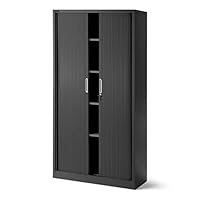 Jan Nowak Rollladenschrank Aktenschrank Büroschrank mit Rolltüren Metall Pulverbeschichtung 4 Einlegeböden 185 cm x 90 cm x 45 cm Anthrazit