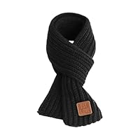 Toumett Kids Scarf,Kids Autumn Winter Knit Scarves,Boys Girls Scarf,Soft Knitted Neck Warmer Kids Scarf,Black/White/Pink Solid Scarf (Black)