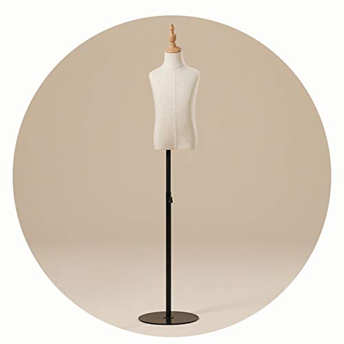 UWYTGF Mannequins Torso,Height Adjustable Children's Clothing Store Shop Window Display Stand Linen Fabric Iron Round Base,2 Styles,B-S,A,Extra Large