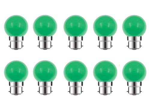 ZFQ - Lote de 10 bombillas LED, color B22, 2 W, equivalente a 20 W, CA, 220 V, 240 V, B22 bayoneta, bombillas LED, multicolor para casa, bar, fiesta, decoración de ambiente, verde