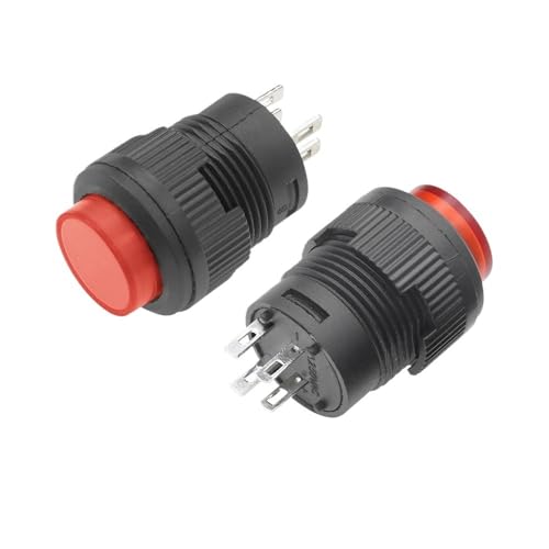 1 interruptor pulsador con enclavamiento de 16 mm con autobloqueo y luz LED roja de 4 pines R16-503
