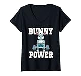 Femme Lièvre Fitness Muscles Workout Poids T-Shirt avec Col en V