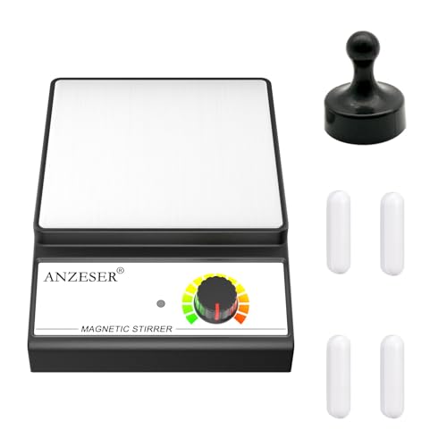ANZESER Magnetic Stirrer with 4 Stir Bars, Stir Plate with Stir Bar Retriever, 3000mL Magnetic Stir Plate, 100-3000RPM Magnetic Mixer (NO Heating)