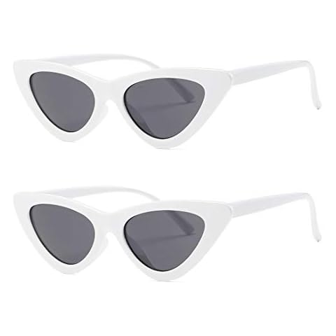 kimorn Cat Eye Sunglasses Women Clout Goggles Kurt Cobain Retro Sun Glasses K0566 (2 Pack/White Frame Grey Lens) Cover