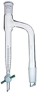 Chemglass CG-1261-25 Series CG-1261 Barrett Moisture Test Distilling Receiver, 10 mL Capacity, 19/22 Joint Size, 2 mm PTFE Stopcock, 190 mm Height, 65 mm Width