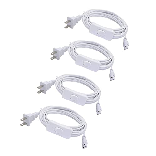 YCSSSD 4-Pack T5 T8 Led Tube Light Power Extension Cord Grow Plug Cable Connecting Integrated Wire Replacement Fixture with On/Off Switch (6FT/1.8M)