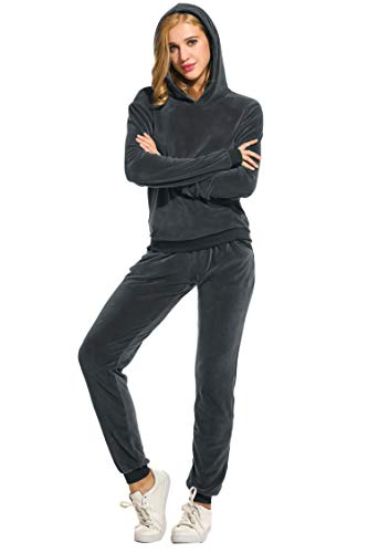 image for HOTOUCH Women's Athletic Sweat Suits Set Soft Velour Hoodie and Sweatp