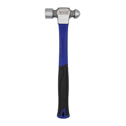 Faithfull Ball Pein Hammer 24oz (680g) – High-Strength Fibreglass Shaft with Polished Steel Head & Ergonomic Non-Slip Grip for Metalworking, Engineering, General Repairs & DIY Projects
