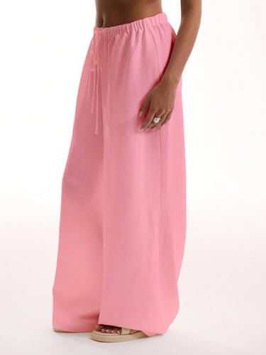 Image of RoseSeek Women's Beach Cover Ups Wide Leg Loose Linen Pants Swimsuit Coverup Summer Vacation Outfits 2026