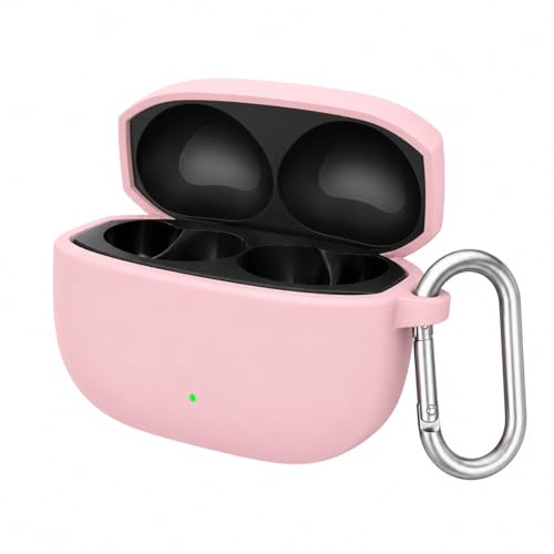 Image of Silicone Case for OnePlus Nord Buds 4 Pro TWS Earbuds, Shockproof Cover with Heavy Duty Carabiner, LED Visible (Pink)
