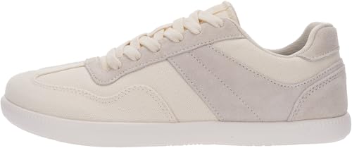 WHITIN Wide Width Canvas Shoes for Women Zero Drop Wide Toe Box Casual Sneakers Size 9w Non-Slip Lace Up Breathable Comfortable Walking Flexible Lightweight Beige 402