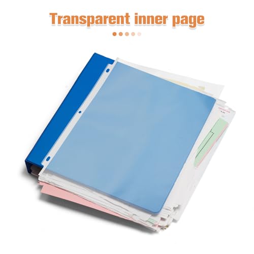 HOOWIFFY 50pcs Plastic Sheet Protectors for Binders, 3-Hole Punched A4 Size Sleeves Large Capacity for Easy Viewing and Organizing Documents, Sturdy Plastic Material for Office and School - Image 8