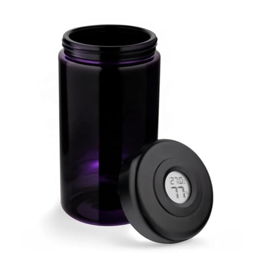 Generisch UV-Schutz Vorratsglas/Stash Jar mit Digitalem Feuchtigkeits- und Temperaturmesser im Deckel, Violett-Schwarz (3×500 Milliliter)