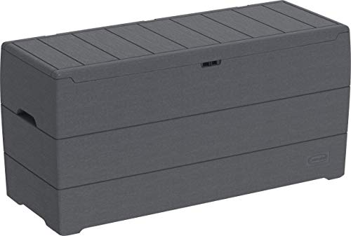 Cosmoplast Plastic Cedargrain Deck Storage Box 270 Liters For Indoors And Outdoors Dark Grey