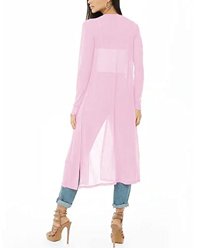 Image of Womens Sexy Sheer Long Sleeve Cardigan See Through Mesh Cover Up