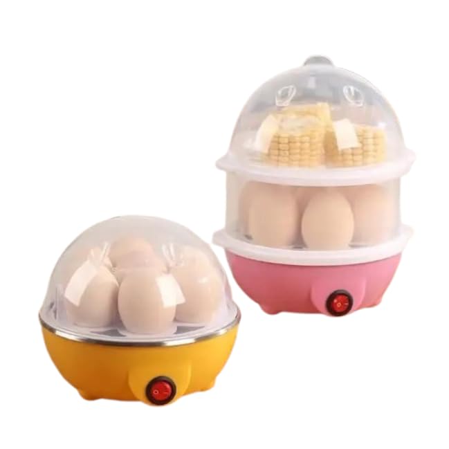 Image of Mini Electric Egg Boiler & Poacher - 7 Egg Steamer Machine for Perfect Boiled & Poached Eggs | Compact, Fast & Convenient Kitchen Appliance (Multicolour, Plastic)