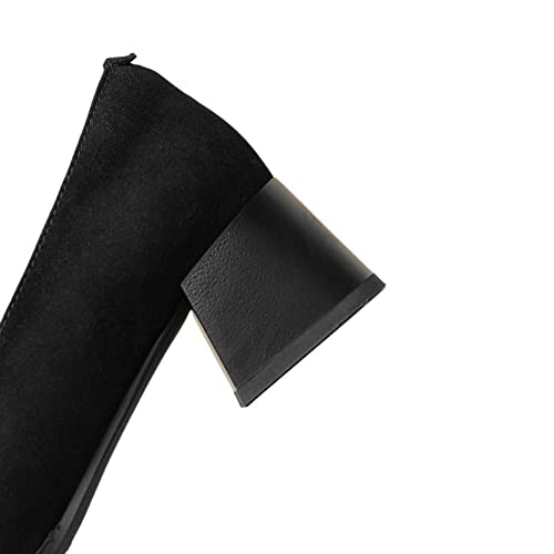 Image of TinaCus Handmade Women's Suede Leather Bow Square Toe Low Heel Loafers Shoes (Black, US7)