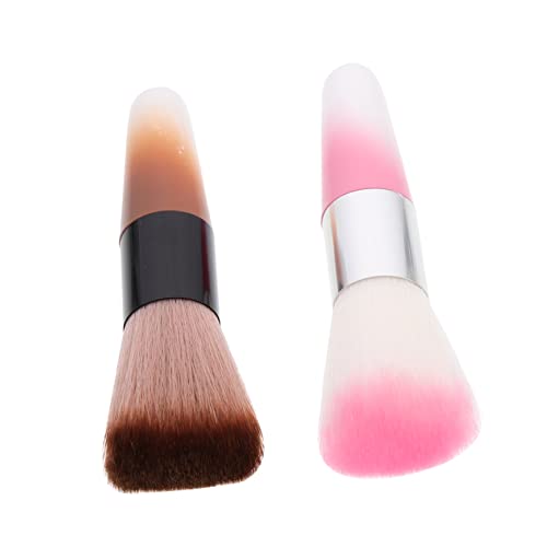 Beatifufu 2Pcs Makeup Loose Powder Brush Comfortable Nail Cleaning Brush Blush Dust Brush for Easy Application for Makeup and Nail Dust Removal Includes Brushes
