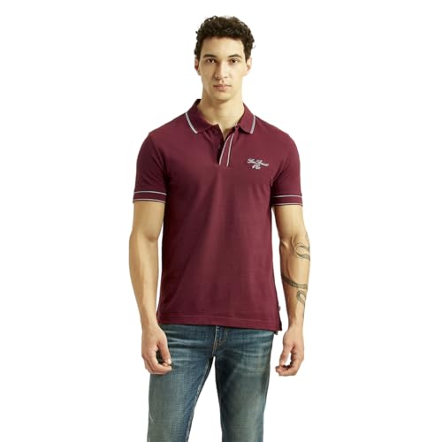 Image of Levi's Men's Brand Logo Maroon Slim Fit Polo T-Shirt