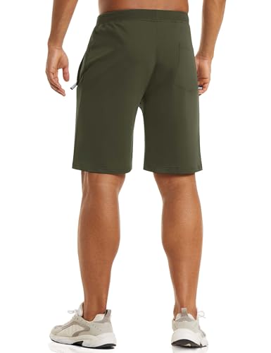Image of CRYSULLY Men's Cotton Joggers Casual Workout Shorts Running Shorts with Zipper Pockets 1703