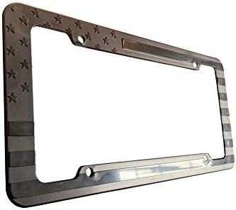 USA Flag License Plate Frame Embossed 3D Black American Stars and Strips for Car SUV Truck